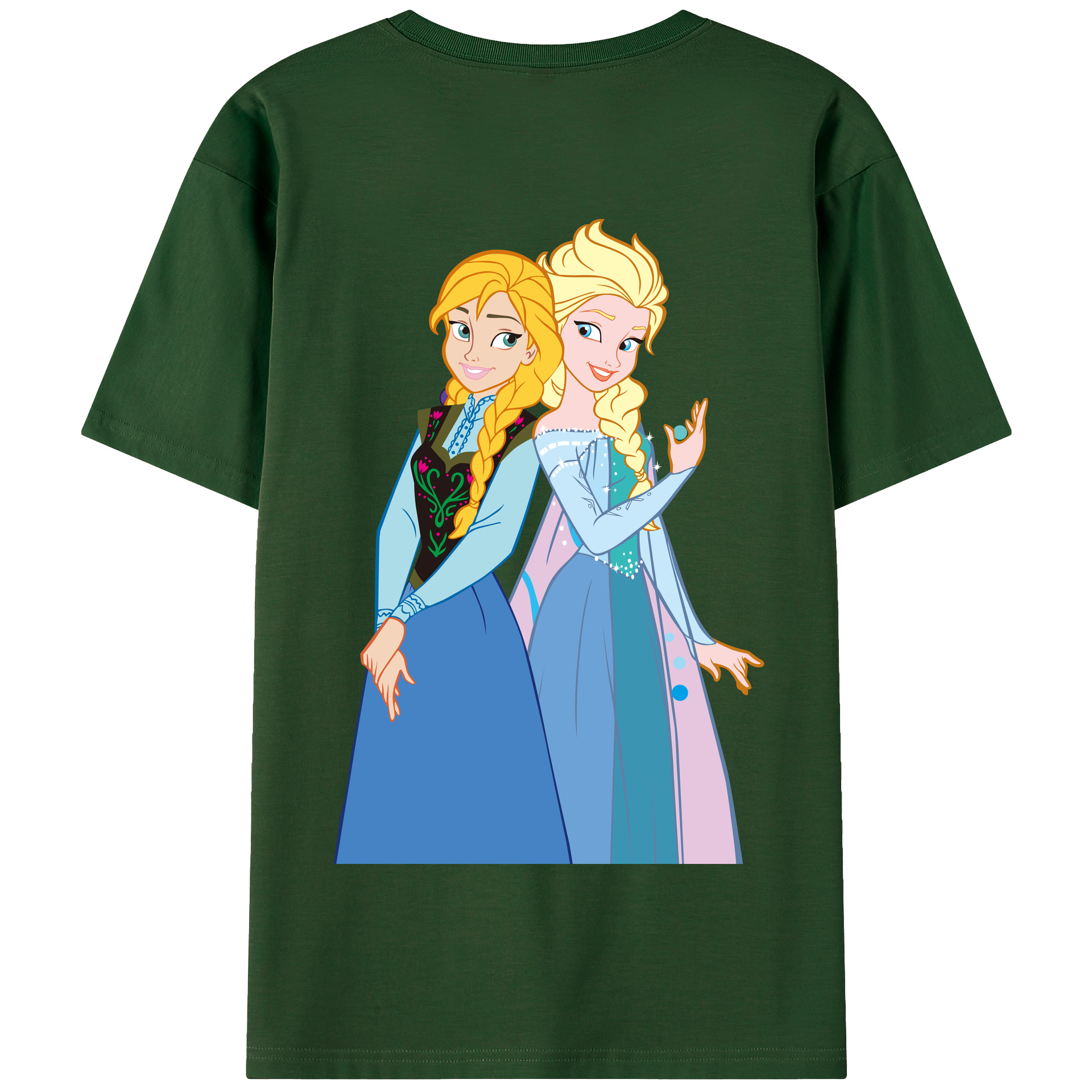 （画像用） アナと雪の女王 アンナ エルサ Frozen Anna Elsa 綿100％半袖Tシャツ（背面プリント）